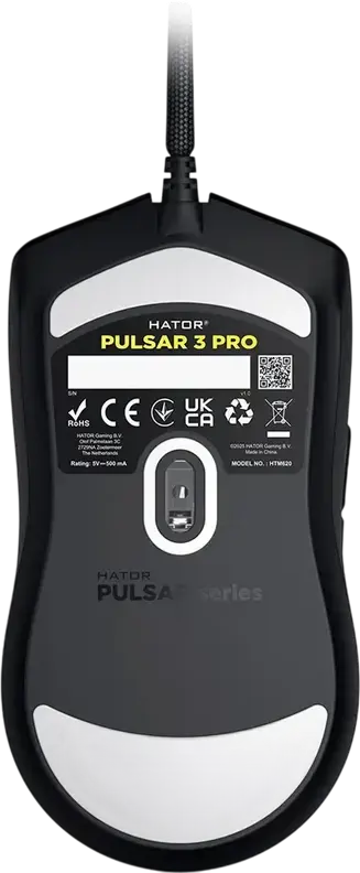 Hator Pulsar 3 Pro HTM620 Wired Gaming Mouse, 26000 DPI Optical Sensor, 6 Buttons, RGB Lighting, 62g Lightweight Ergonomic Design, Black