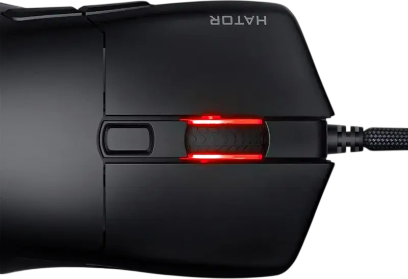 Hator Pulsar 3 Pro HTM620 Wired Gaming Mouse, 26000 DPI Optical Sensor, 6 Buttons, RGB Lighting, 62g Lightweight Ergonomic Design, Black