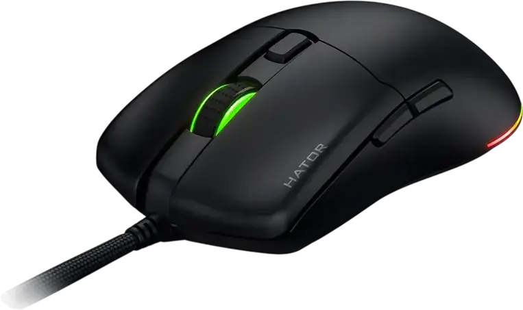 Hator Pulsar 3 Pro HTM620 Wired Gaming Mouse, 26000 DPI Optical Sensor, 6 Buttons, RGB Lighting, 62g Lightweight Ergonomic Design, Black