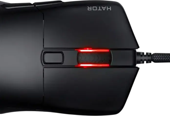 Hator Pulsar 3 Pro HTM620 Wired Gaming Mouse, 26000 DPI Optical Sensor, 6 Buttons, RGB Lighting, 62g Lightweight Ergonomic Design, Black