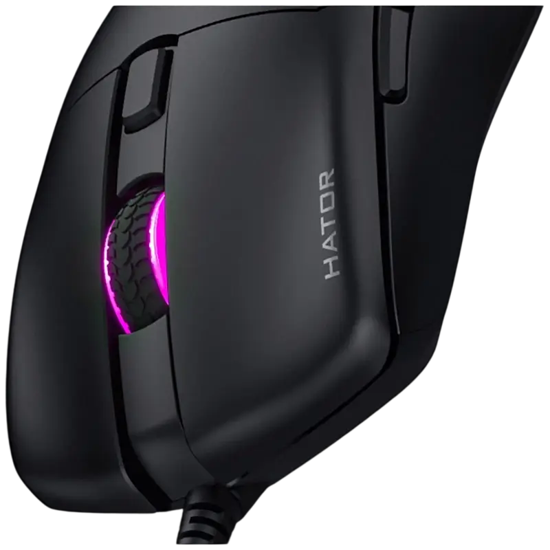 Hator Pulsar 3 Pro HTM620 Wired Gaming Mouse, 26000 DPI Optical Sensor, 6 Buttons, RGB Lighting, 62g Lightweight Ergonomic Design, Black