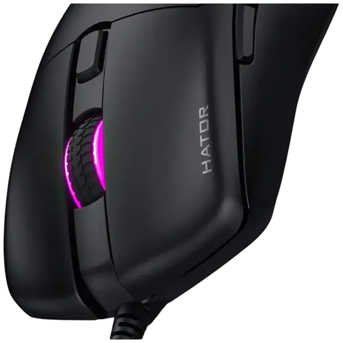 Hator Pulsar 3 Pro HTM620 Wired Gaming Mouse, 26000 DPI Optical Sensor, 6 Buttons, RGB Lighting, 62g Lightweight Ergonomic Design, Black