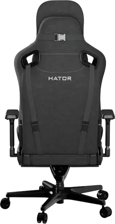 Scaun Gaming HATOR Arc, Material Textil Jet Black, Cotiere 4D Reglabile, piston Clasa 4, Baza Aluminiu, Inclinare 166 Grade, Perne Lombare si de Gat