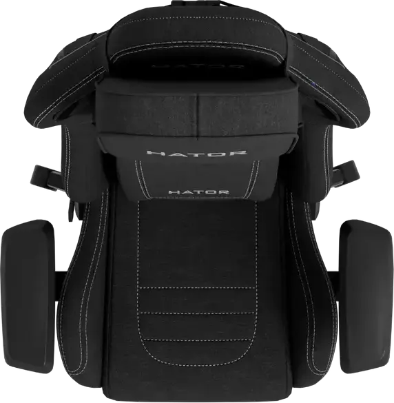 Scaun Gaming HATOR Arc, Material Textil Jet Black, Cotiere 4D Reglabile, piston Clasa 4, Baza Aluminiu, Inclinare 166 Grade, Perne Lombare si de Gat