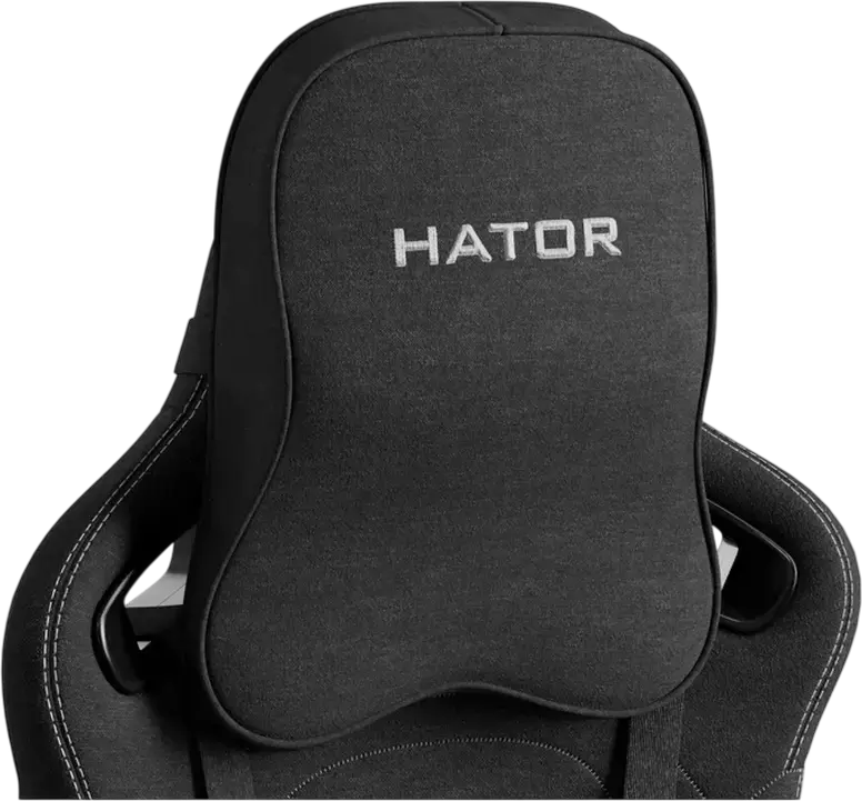 Scaun Gaming HATOR Arc, Material Textil Jet Black, Cotiere 4D Reglabile, piston Clasa 4, Baza Aluminiu, Inclinare 166 Grade, Perne Lombare si de Gat
