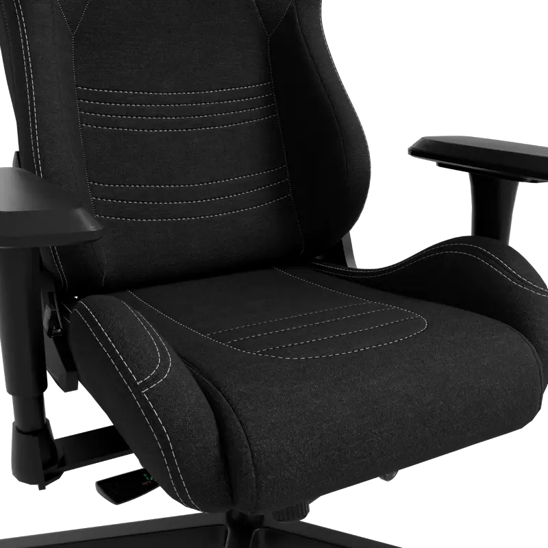 Scaun Gaming HATOR Arc, Material Textil Jet Black, Cotiere 4D Reglabile, piston Clasa 4, Baza Aluminiu, Inclinare 166 Grade, Perne Lombare si de Gat