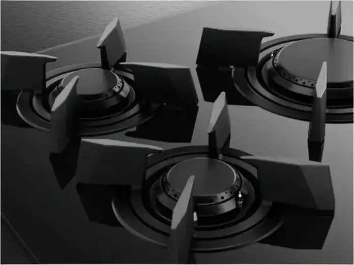 AEG HKB75453NB Serie 8000 FlameLight Built-in Gas on Glass Hob, 5 Cooking Zones, 74 cm, Black, LED Power Indicators, Timer, Gas-control