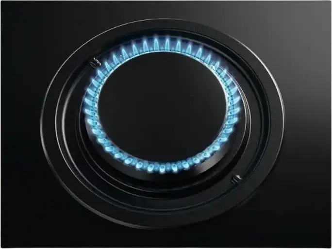 Plita pe gaz incorporabila AEG HKB75453NB Serie 8000 FlameLight, Sticla Neagra, 5 Zone de Gatire, 74 cm, Indicatori LED, Timer, Gaz-control