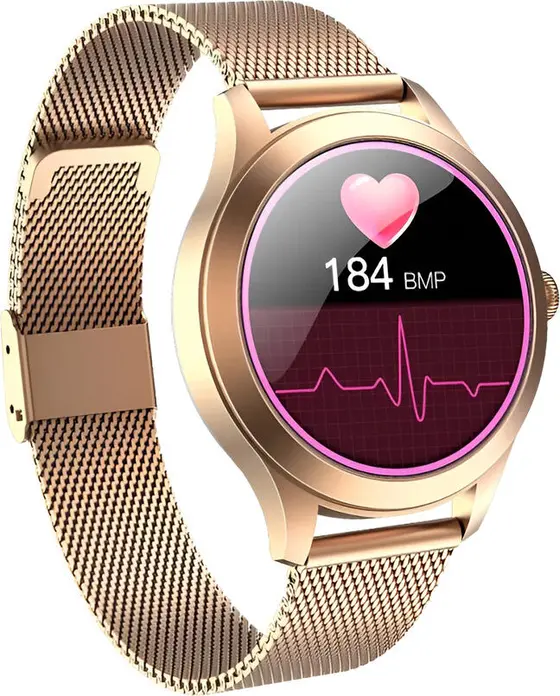 Smartwatch Maxcom FW42 Gold, Ecran TFT 1.09 inch, Carcasă Oțel Inoxidabil, IP68 Rezistent la Apă, Puls, SpO2, Tensiune Arterială, Bluetooth, Android/iOS