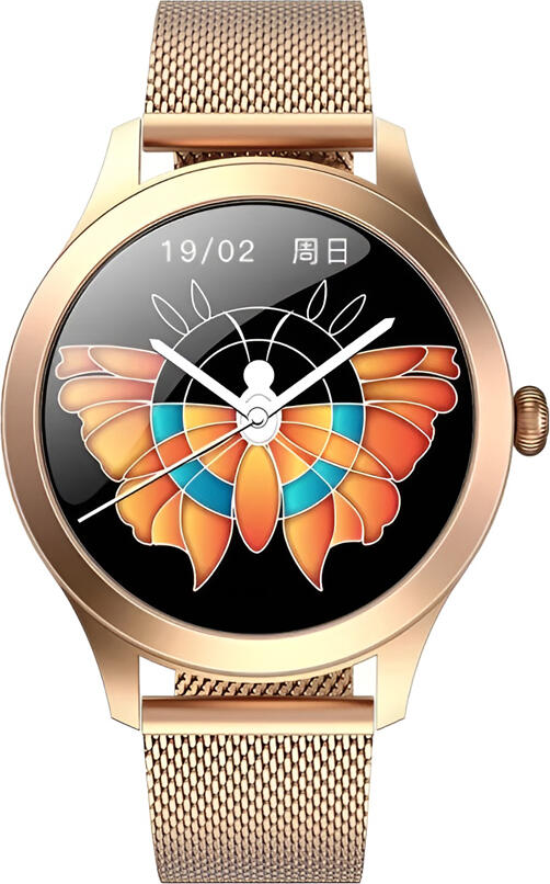 Smartwatch Maxcom FW42 Gold, Ecran TFT 1.09 inch, Carcasă Oțel Inoxidabil, IP68 Rezistent la Apă, Puls, SpO2, Tensiune Arterială, Bluetooth, Android/iOS