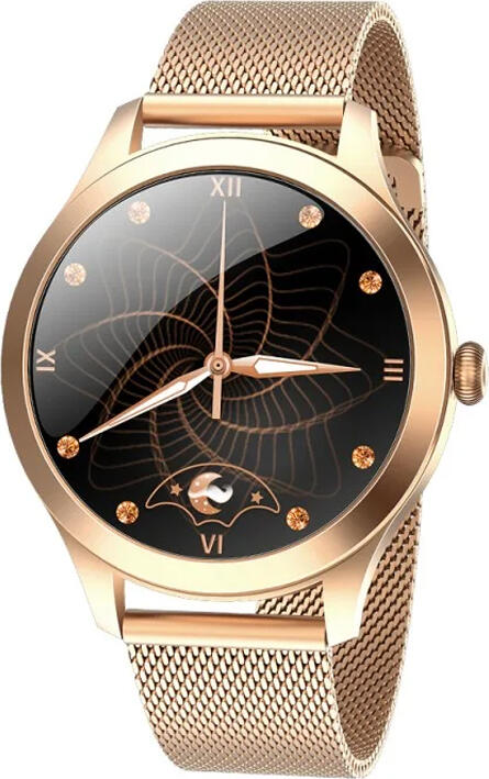 Smartwatch Maxcom FW42 Gold, Ecran TFT 1.09 inch, Carcasă Oțel Inoxidabil, IP68 Rezistent la Apă, Puls, SpO2, Tensiune Arterială, Bluetooth, Android/iOS