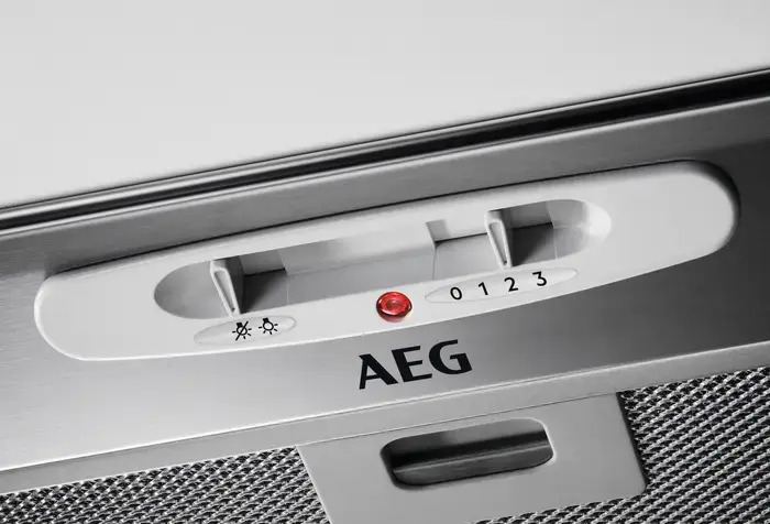 AEG DGB3523S Built-in Integrated Hood, Grey, 330 m3/h Extraction, 3 Speed Levels, LED Lighting, 150mm Duct, Exhaust and Recirculation Modes