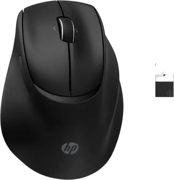 HP 720M Vertical Ergonomic Mouse, Wireless 2.4GHz & Bluetooth, 6000 DPI Optical Sensor, 7 Buttons, USB-C Rechargeable, Black, for Windows MacOS Android