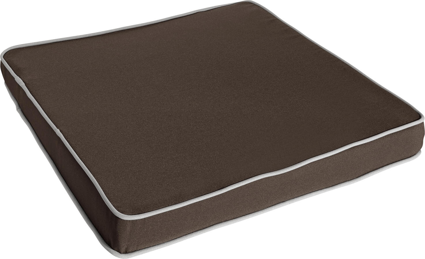 LUSINI Solutions GmbH Pago Seat Cushion, 40x40x4 cm Square, Brown with Grey Piping, 100% Polyester, Removable Cover with Zipper, OEKO-TEX Standard 100