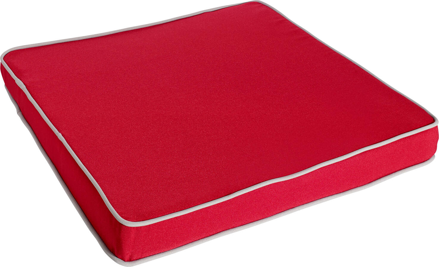 LUSINI Solutions GmbH Pago Seat Cushion, 40x40x4 cm Square, Red with Grey Piping, 100% Polyester, Removable Cover with Zipper, OEKO-TEX Standard 100