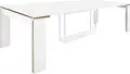 Раздвижной стол Flat Console 6in1, матовый белый с золотыми деталями, регулируемая длина от 50 до 325 см, ширина 95 см высота 74 см, набор из 6 столешниц на 14 человек