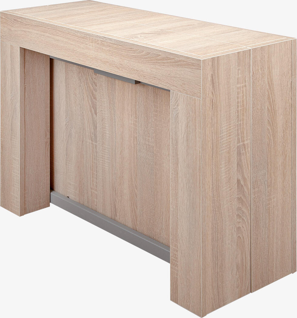 Cubisto Flat 5in1 Extendable Table, Light Oak PAL Top and Powder-Coated Metal Legs, Adjustable Length 40-252 cm, Width 95 cm, Height 74 cm