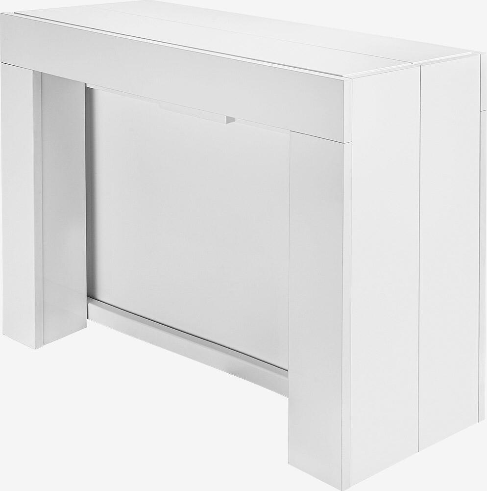 Flat Studio Cubisto 5in1 Extendable Dining Table, Matte White MDF PAL, Rotating Metal Legs with Wheels, Adjustable Length 40-260 cm, for 1-12 Persons