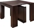 Masa Extensibila Flat Studio Cubisto 6in1, Stejar Inchis, MDF si Metal, Lungime 50-320 cm, Capacitate 1-14 Persoane, Picioare Rotative cu Roti
