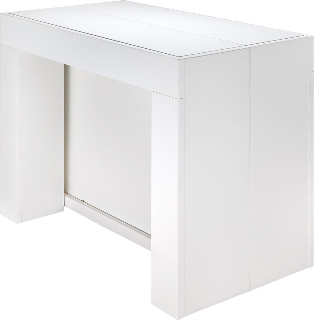 Flat Cubisto 6in1 Extendable Dining Table, Matte White, 50-320 cm Length, Capacity 1-14 People, Rotating Metal Leg with Wheels, Set of 6 Table Tops