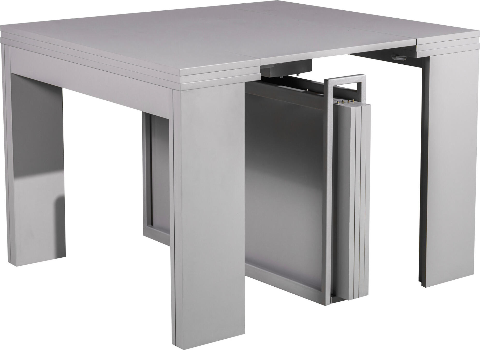 Раздвижной стол-консоль flät Console 5 in 1, Матовый серый, Длина 40-260 см, Ширина 95 см, Высота 74 см, Набор из 5 предметов (Стол и 4 вставки)