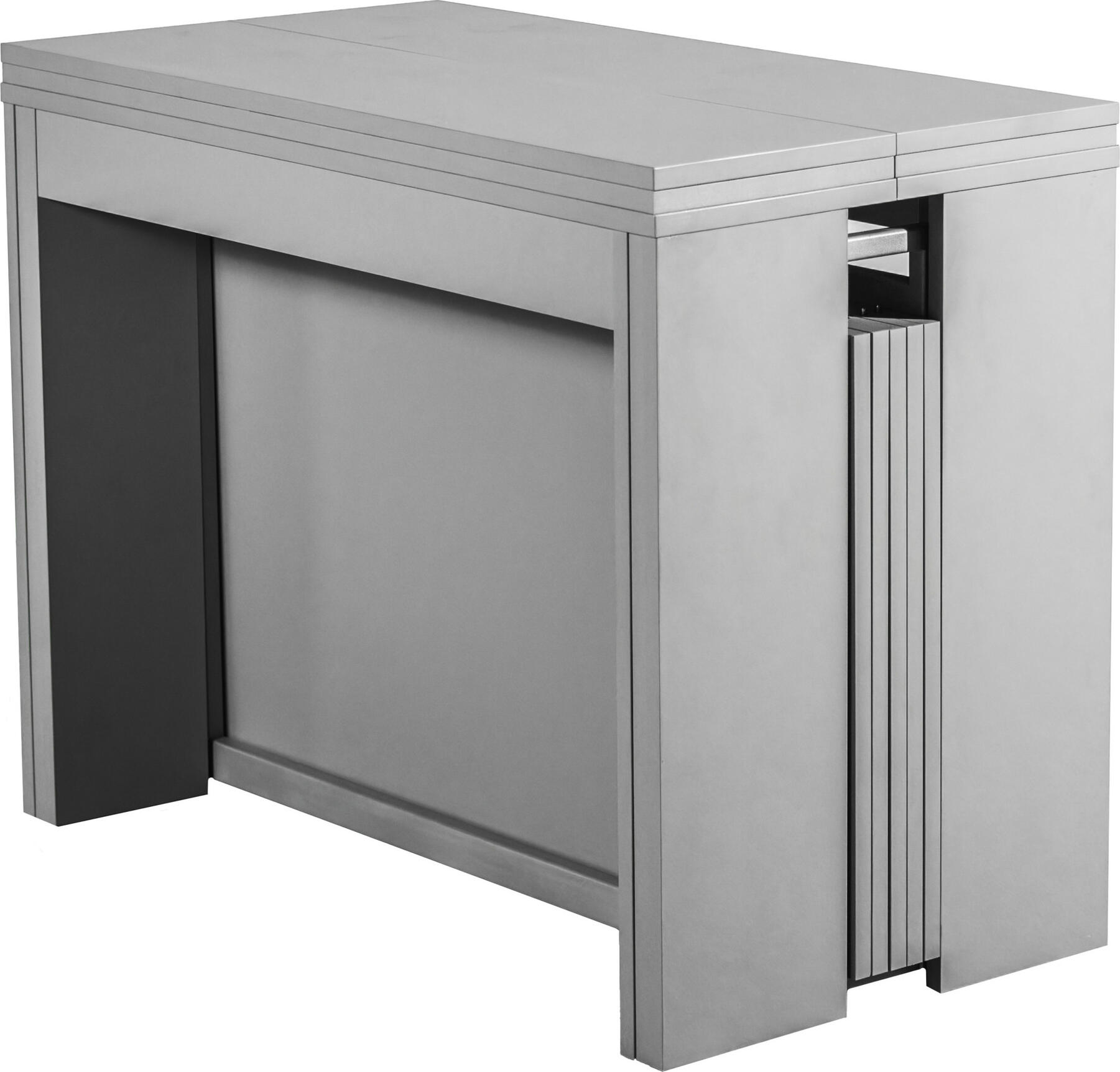 Раздвижной стол-консоль flät Console 5 in 1, Матовый серый, Длина 40-260 см, Ширина 95 см, Высота 74 см, Набор из 5 предметов (Стол и 4 вставки)