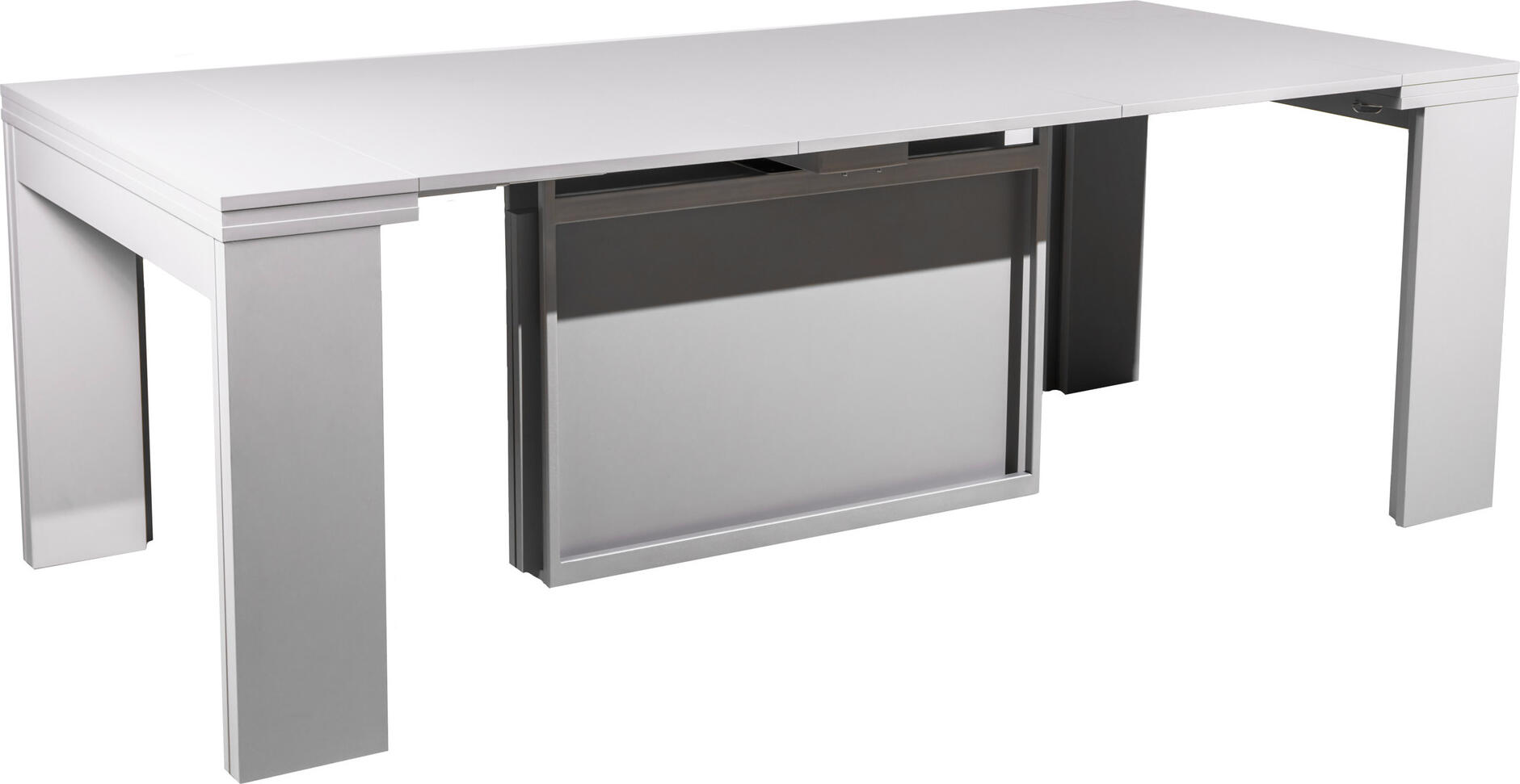 Раздвижной стол-консоль flät Console 5 in 1, Матовый серый, Длина 40-260 см, Ширина 95 см, Высота 74 см, Набор из 5 предметов (Стол и 4 вставки)