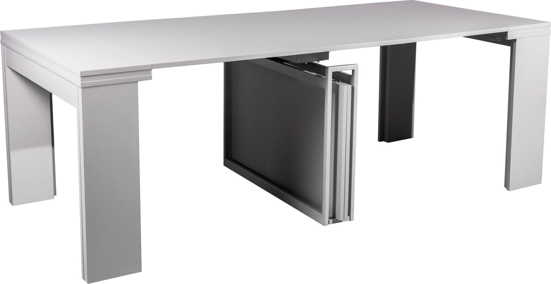 Masă extensibilă 2600 mm Flat Console 5ini, gri Masa extensibila Flat CONSOLE 5 in 1, capacitate maxima 12 persoane, extindere pana la 2600 mm, Gri Mat