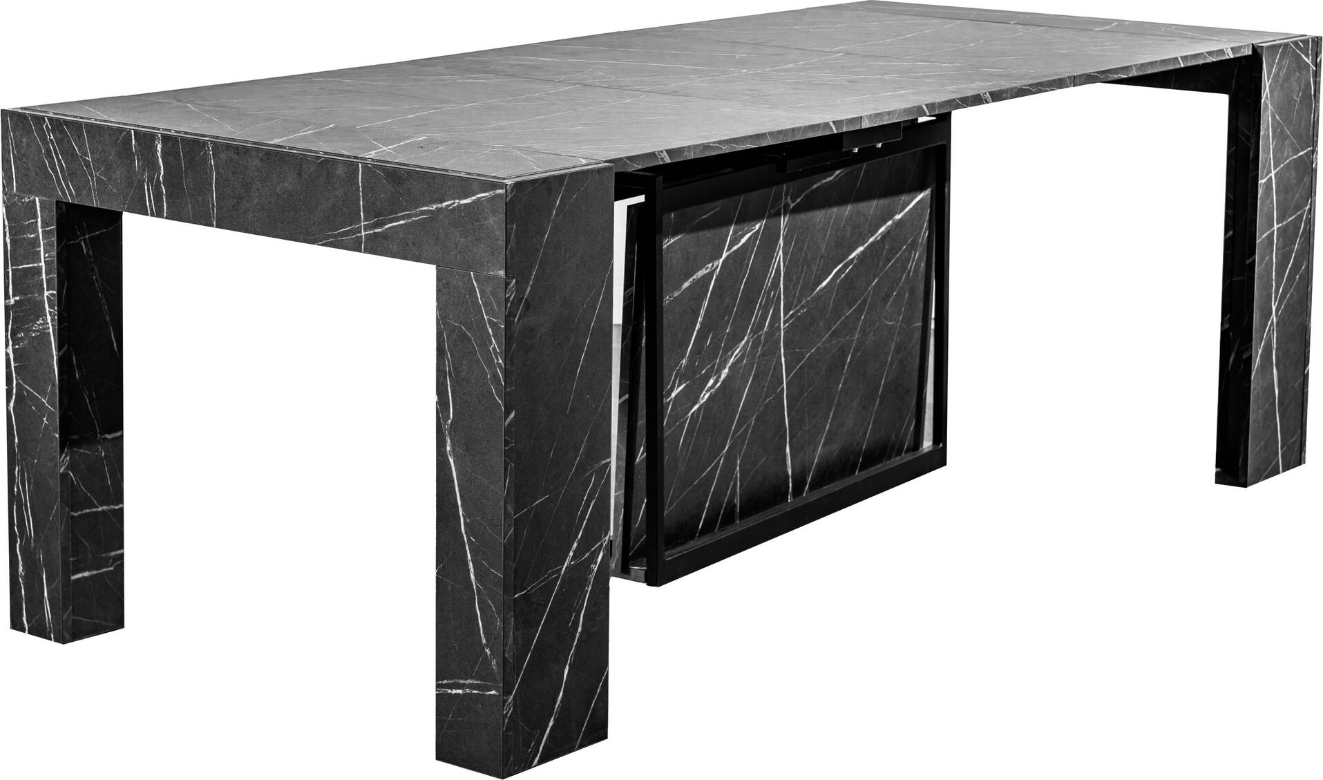Masă extensibilă 3200 mm Flat Cubisto 6in1, marmură neagră Masa extensibila Flat Cubisto 6 in 1, capacitate maxima 14 persoane,  extindere pana la 3250 mm, Marmură Neagră