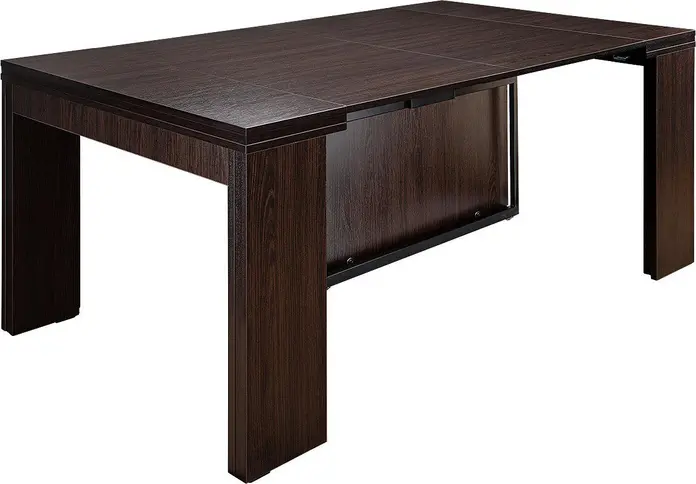 Extendable Table from 50 cm to 325 cm, Flat Console 6in1, Dark Oak, 95cm Width, Capacity for 14 People, Set of 6 Table Tops