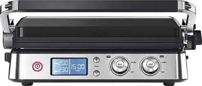 Braun MultiGrill 9 CG 9040 Electric Grill, 2000W, 37x23cm Non-Stick Detachable Plates, LED Display with Timer, Stainless Steel, Set of 2 Plates