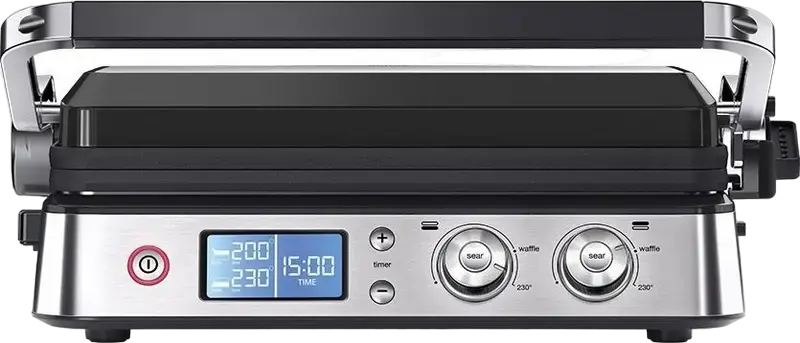 Braun MultiGrill 9 CG 9040 Electric Grill, 2000W, 37x23cm Non-Stick Detachable Plates, LED Display with Timer, Stainless Steel, Set of 2 Plates