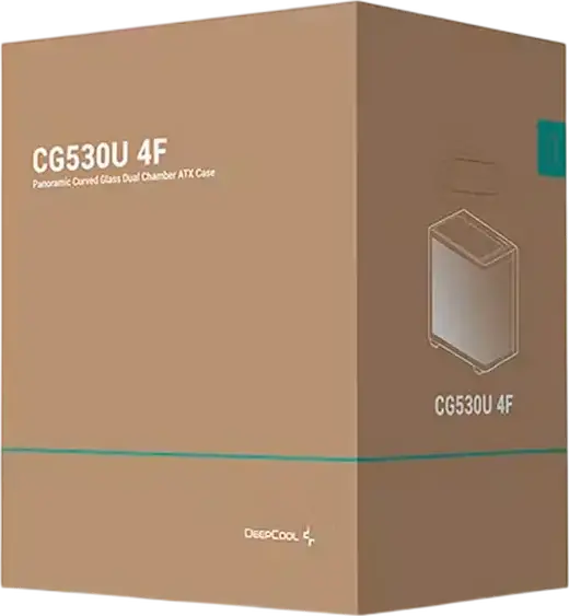 Deepcool CG530U 4F Midi-Tower PC Case, Panoramic Curved Tempered Glass, Dual Chamber Fishtank Design, 4x 120mm ARGB PWM Fans, ATX Support, Black
