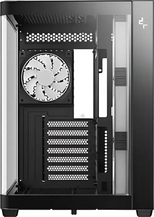 Deepcool CG530U 4F Midi-Tower PC Case, Panoramic Curved Tempered Glass, Dual Chamber Fishtank Design, 4x 120mm ARGB PWM Fans, ATX Support, Black