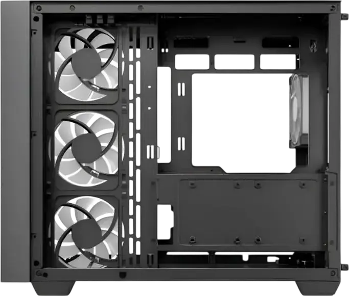 Deepcool CG530U 4F Midi-Tower PC Case, Panoramic Curved Tempered Glass, Dual Chamber Fishtank Design, 4x 120mm ARGB PWM Fans, ATX Support, Black
