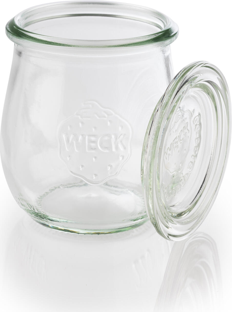 Borcane de Conserve WECK din Sticla 220ml Transparente cu Capac, 12 bucati, 7 x 8 cm, pentru Deserturi, Aperitive si Salate, Compatibile cu Masina de Spalat Vase