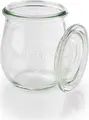 Borcane de Conserve WECK din Sticla 220ml Transparente cu Capac, 12 bucati, 7 x 8 cm, pentru Deserturi, Aperitive si Salate, Compatibile cu Masina de Spalat Vase