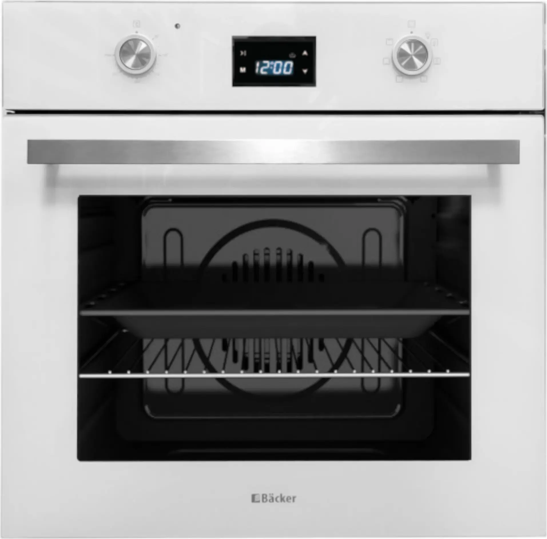 Backer BCE-5262 TOUCH WH Built-in Electric Oven, 65L Volume, White Glass, Energy Class A, 6+1 Functions with Convection and Grill, LCD Touch Timer, 60cm