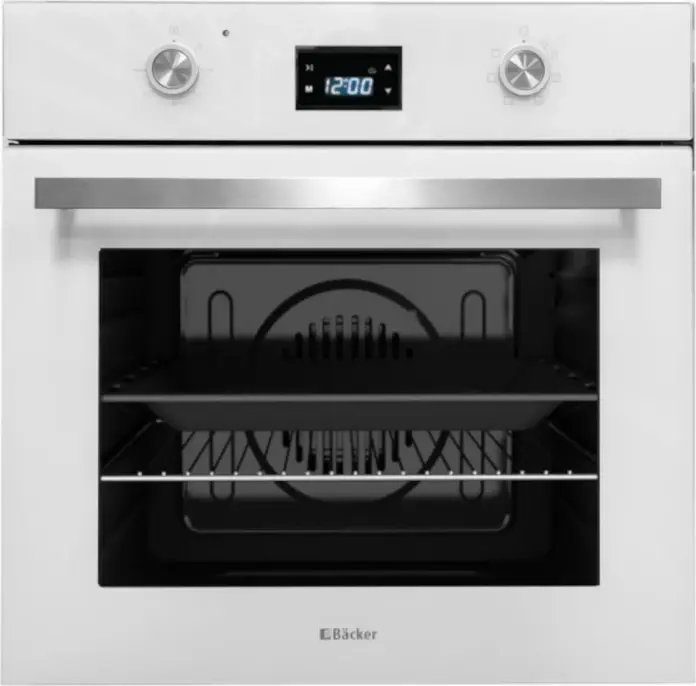 Backer BCE-5262 TOUCH WH Built-in Electric Oven, 65L Volume, White Glass, Energy Class A, 6+1 Functions with Convection and Grill, LCD Touch Timer, 60cm