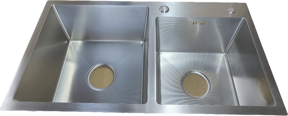 Backer Duo 750-41047 Double Bowl Kitchen Sink, 304 Stainless Steel 3mm, INOX, 750x410x470mm, with Siphon