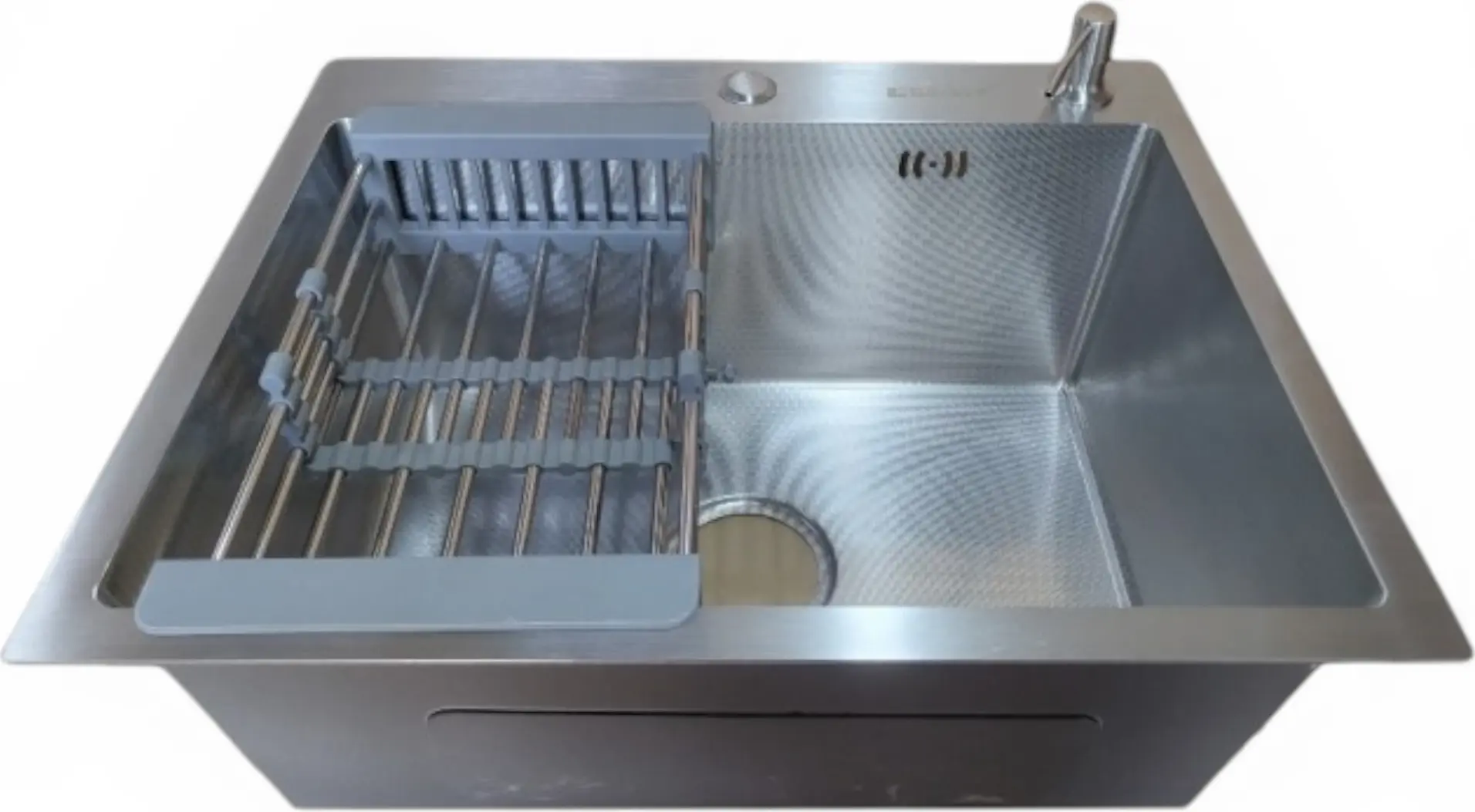Backer Simple 550-450 Kitchen Sink, 304 Stainless Steel, Natural stainless steel finish, 550x450x200mm, PVD Coating, Honeycomb Embossed, Built-in or Undermount, with Siphon and Overflow