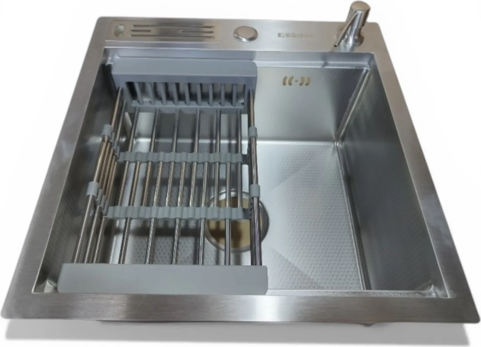 Backer Basic 450-45031 INOX Kitchen Sink, 304 Stainless Steel, 450x450x310mm, HoneyComb Texture, Square Single Bowl with Internal Rack