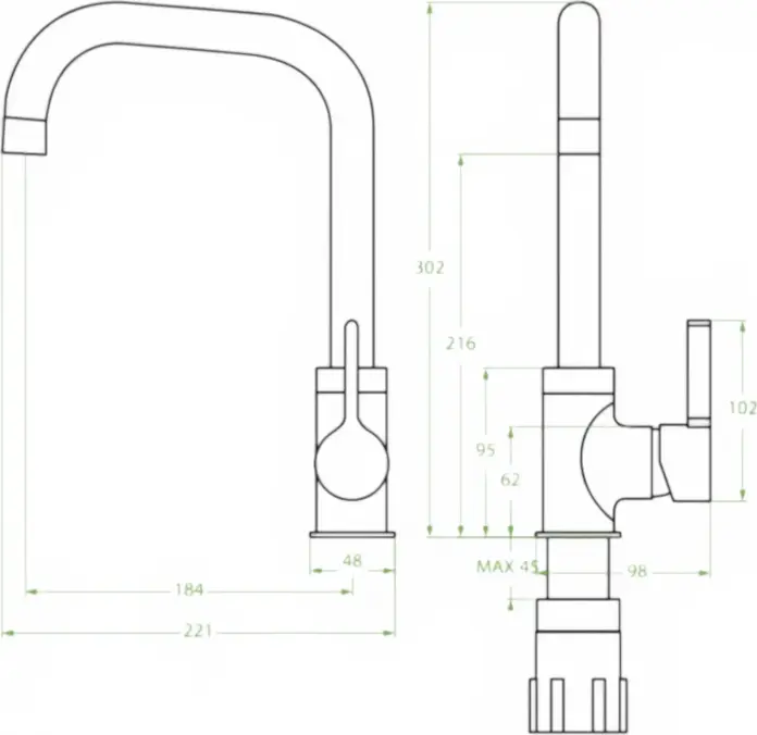 Backer LENA Kitchen Faucet, Granite Composite, Beige, High Arc Spout, Single Lever Handle, 302mm Height