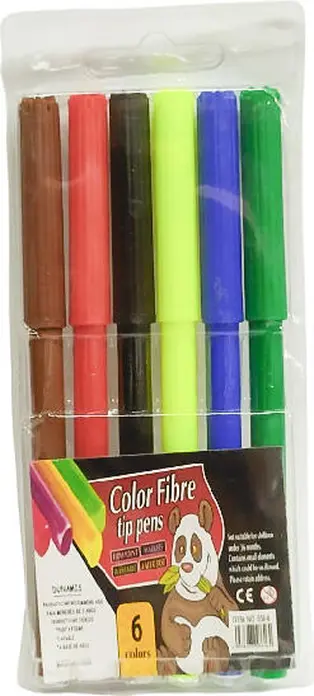 Pixuri cu varf de fibra Dunamis Color, 6 culori, Model 054-6, Set de 6 piese, Certificare CE