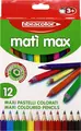 Creioane Colorate Jumbo Fibracolor Matì Max, Set de 12 Culori, Diametru Mina 5.0 mm, Usor de Ascutit, pentru Scoala si Gradinnita, Vârsta 3+