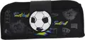 Husa pentru creioane compacta cu design Football, ornament 3D cu mingea de fotbal si fermoar, Negru