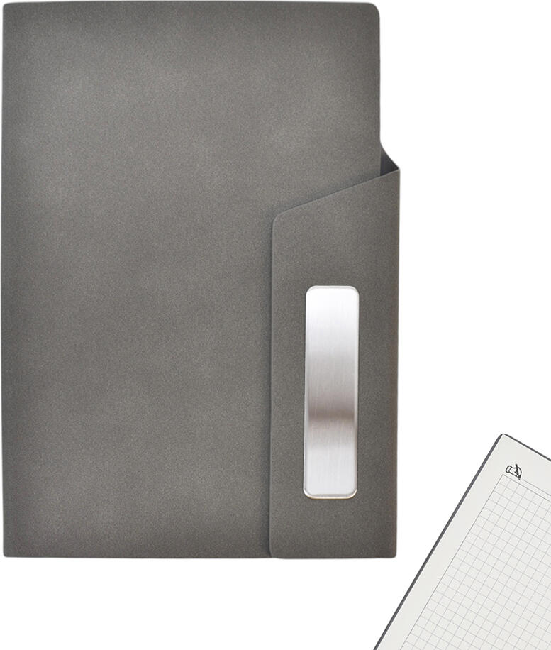 Agenda Gri cu Închidere Magnetică din Metal și Hârtie cu Grilă pentru Birou și Hobby