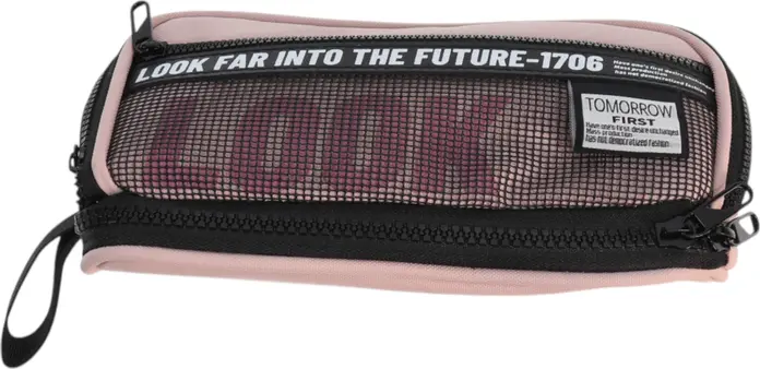 Husa pentru creioane compacta LOOK FAR INTO THE FUTURE-1706 cu panou frontal din plasa neagra si fermoar