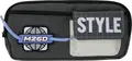 Husa pentru creioane school M26D, Gri cu patch STYLE si logo cu glob, Inchidere cu fermoar si accente albastru deschis