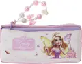 Husa pentru creioane Beauty Girls Fairy Princess pentru scoala, cu fermoar si brevet cu margaritare, design roz și purple